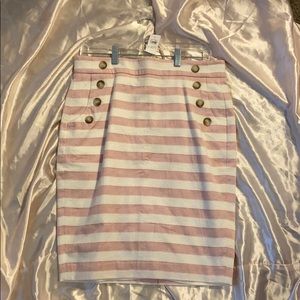 Loft sailor pink stripe button skirt